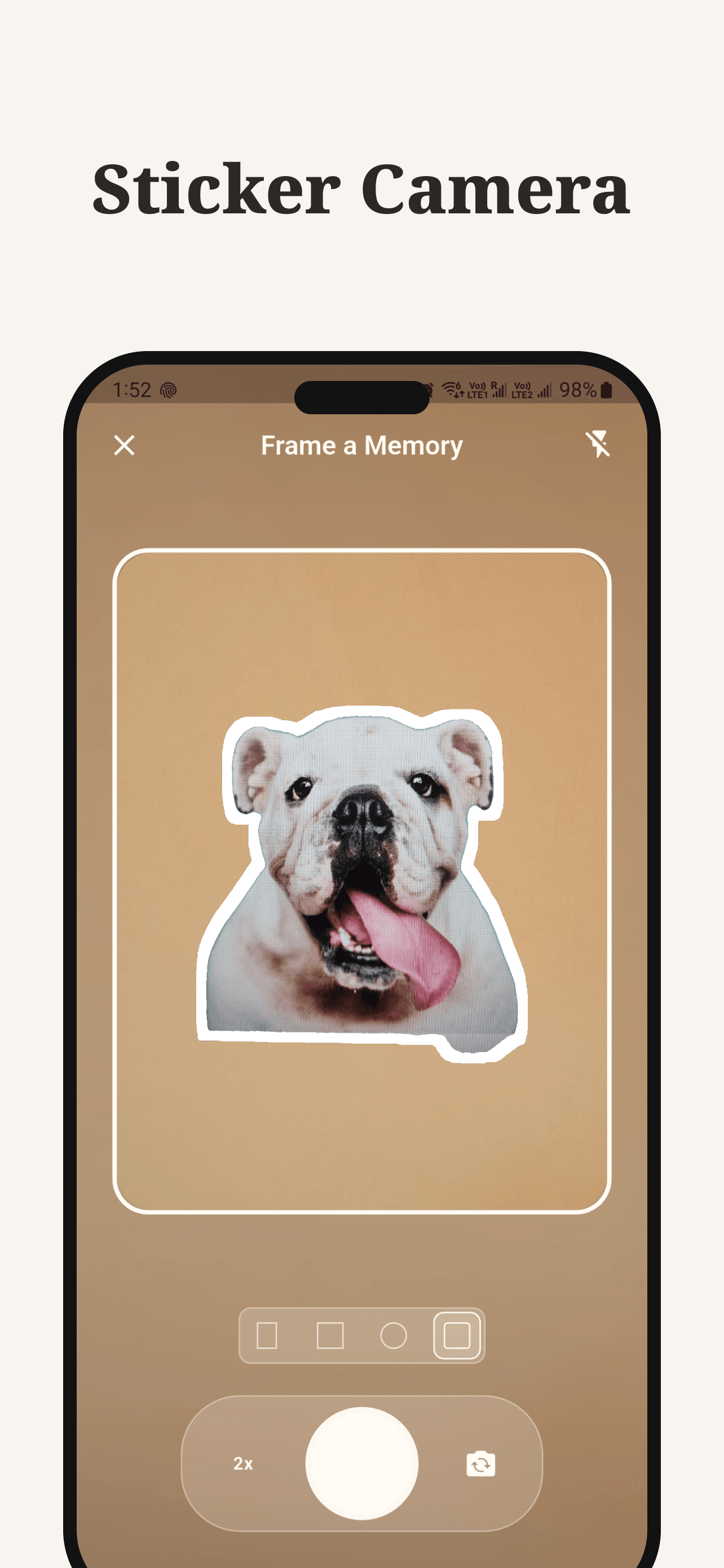Keeps App Store preview of the sticker camera framing a dog cutout