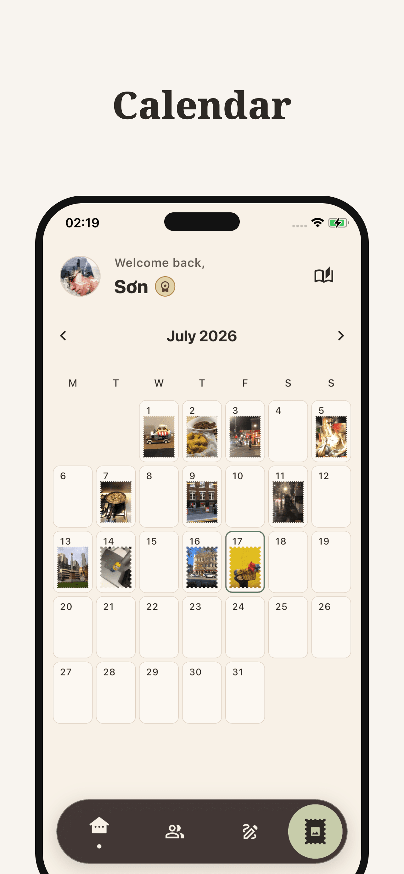 Keeps App Store preview of the calendar archive filled with stamp-framed memories