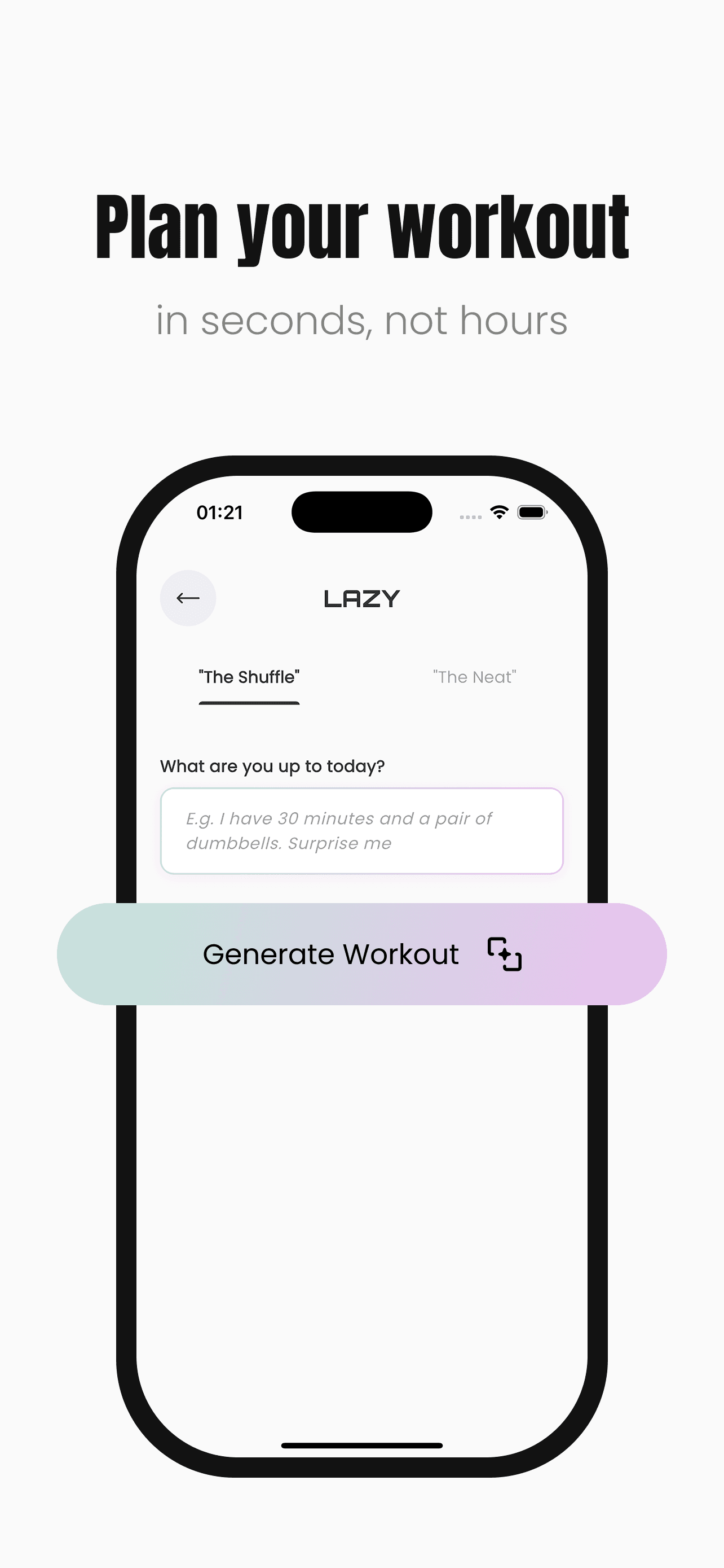 Workouch App Store preview of the prompt-based AI workout generator